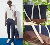 NYChic J.Crew Tote STEELE CANVAS 帆布 托特包 海軍藍 米白 皮底 背帶 美國製造 特價