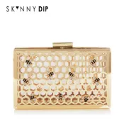 【skinny dip】 金色蜜蜂鏈條手拿包(瑕疵品)