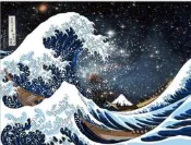 日式浮世繪沖浪超大墻布裝飾掛毯床頭臥室客廳背景布錄像加大壁毯吉星家居