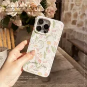 (店+)【Twinko】法式花園鬱金香兔兔．永不掉色IMD內層印刷手機殼/磁吸殼-CA1856