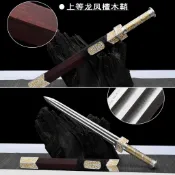 【御宗】正品龍泉劍古風短款漢劍龍鳳檀銅裝鎏金銀純手工鍛打花紋鋼未開刃