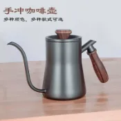心靈避風港 【細口精準控流】手沖咖啡壺 細嘴壺 手沖壺 咖啡壺 滴漏壺 木把手 帶蓋設計 帶刻度 家用沖泡 不鏽鋼材質 專業手沖器具