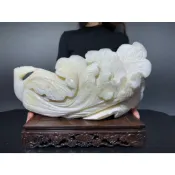 阿一藝品 佛教聖品 天然白硨磲【白菜】百財如意 雙面雕工 做工細膩 潔白珍珠  賺百財 納百福 D37