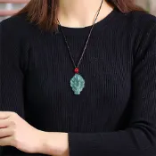 LEEHER 桃花運 玉墜 翡翠 招財 人緣 防小人 九尾狐吊墜 項鍊女 玉石項鍊 九尾狐仙 狐仙 貴人 玉石 姻緣 防小三 011