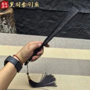 優選龍泉10寸羽毛紋精鋼扇全金屬扇骨絹布摺疊扇國風武術戶外防身扇子臺灣出貨✨