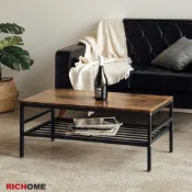 RICHOME 工業風雅緻茶几(長90CM)(層架可調) 茶几 桌子 書桌 辦公桌 邊桌 TA421