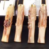 💕台灣出貨💕香菸濾嘴9mm活性炭濾芯拉桿濾芯兩用 牛角立體雕刻過濾煙嘴可清洗循環煙具