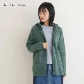 a la sha 花紗長版連帽針織外套