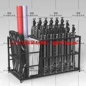 影棚收納箱 背景紙收納架 拍照背景架 多格收納櫃 移動式三腳架 黑色款 攝影棚道具 商用收納