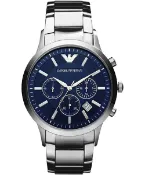 大高雄鐘錶城 EMPORIO ARMANI 亞曼尼 AR2448亞曼尼經典計時腕錶/藍面43mm｜樂天領券現折★全館特惠中★指定刷卡回饋10%