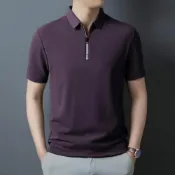 (店+)襯衫男短袖夏季薄款寬鬆透氣T恤男士吸濕排汗v領POLO衫白色t恤夏天翻領高爾夫球衫防皺休閒上衣大尺碼涼感排汗衫純色長袖T