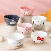 🔥臺灣出貨🔥熱銷HelloKitty陶瓷飯碗 家用 可愛三麗鷗餐具 碗盤套裝 卡通兒童碗 玉桂狗碗 生日禮物 送閨蜜