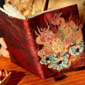 【原創重工刺繡】火運麒麟 手帳本 手工布書衣 日記本 筆記本 A5 手賬本 記事本