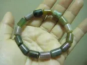 天然海藻玉七彩玉 管珠手環 ~~ 海藻玉 手珠 ~~ 非常漂亮 秀麗典雅 ~~ 【249】