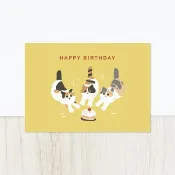 森蕗插畫 一起過生日款 可愛貓咪生日卡片 雙面明信片 生日快樂