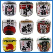 🎭免運🎭【日式餐廳裝飾品】日本盛酒桶白鶴裝飾酒桶料理店酒樽清酒酒桶 日本料理店裝飾 日式酒桶 酒樽裝飾品
