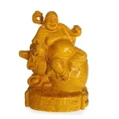 【開運方程式】檜木佛像如意財神彌勒木雕擺件(開運擺飾 陽宅風水 /入厝禮)