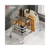 (店+)廚具收納 廚房置物架304不銹鋼筷子鍋蓋刀具收納架多功能瀝水架子刀架 刀具收納 菜闆架 廚房收納 瀝水架