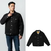 (店+)特殊款 絨毛感 Levis 黑刷色 Primium牛仔外套 復古 寬鬆 純棉 長袖 丹寧 牛仔外套@1752