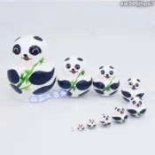 獨角獸】十層小肚熊貓俄羅斯套娃娃木制玩具工藝禮品許愿情人節禮物擺飾