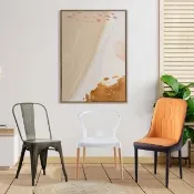 【E-home】閃電PU皮黑腳餐椅+希德可堆疊餐椅+萊拉實木腳餐椅(網美椅 會客椅 美甲 高背)