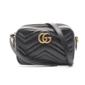 【DOKODEMO】【二手】Gucci GG Marmont 絎縫迷你包 448065 黑色皮革 GG Marmont 小型相機包 女士二手 A