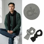 【CALVIN KLEIN】立體浮雕 Calvin Klein 圍巾 男女皆可 CK 保暖圍巾 交換禮物 聖誕禮物 情人送禮 @1398