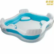 未來屋 【多人家庭泳池】充氣游泳池 充氣水池 家庭泳池 兒童泳池 戶外泳池 後院泳池 靠背座位設計 加厚PVC材質 安全無毒 排水閥設計 附修補片