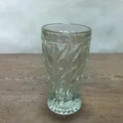 特價 WH9798【四十八號老倉庫】全新 早期 台灣 螺旋凸圓 玻璃杯 果汁 甘蔗汁 楊桃汁 220cc 1杯價