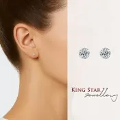 King Star PT950鉑金台 天然鑽石耳環 光環(單邊30分視覺效果)