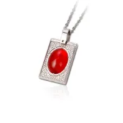 純鈦鍊墜｜【KMK鈦鍺精品】純鈦磁鍺鍊墜 天然紅瑪瑙 金屬鍺項鍊墜飾 磁石能量飾品 PT05