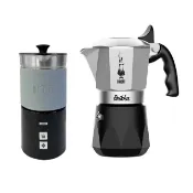 BIALETTI 鑽石加壓摩卡壺4杯份 + IKUK 艾可 分離式電動奶泡機 / 露營 拿鐵 奶泡器 美式 茶 蛋白飲
