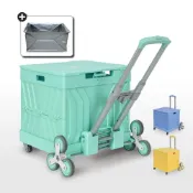 (店+)【ANDYMAY2】8輪 強尼平拉折疊收納車+防水袋-特大款（買菜車 摺疊推車 購物車 萬用折疊收納車 爬梯推車 摺疊購物車 交換禮物）