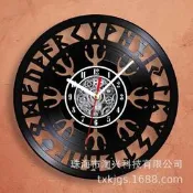 黑膠唱掛鐘北歐維京viking創意復古懷舊墻面家居裝飾時鐘挎徑