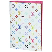 LOUIS VUITTON   M14178  LV x Murakami聯名系列塗層帆布牛皮彩色字樣護照夾/套(白色)