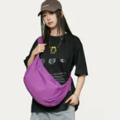 喜挖2店 新款大容量餃子包尼龍休閒單肩包糖果色男女同款輕便斜後背包潮
