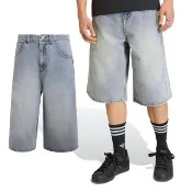 【adidas 愛迪達】Denim SHO 男款 藍色 三葉草 牛仔褲 單寧 七分褲 寬鬆 水洗 短褲 KE0133