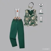 【男童套裝 兒童禮服】童裝 中大童西裝 馬甲套裝 揹帶褲領結男童紳士禮服三件式