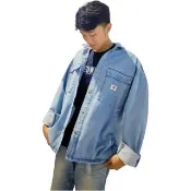 【EDWIN】男裝 工裝夾克外套(漂淺藍)