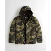  全新正品 Hollister 全天候迷彩抓絨夾克外套 軍裝迷彩防風抗水刷毛連帽外套 男版 S號
