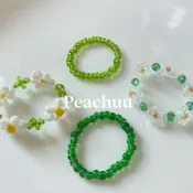 peachuu ｜青青草原串珠戒指 green  綠色系列