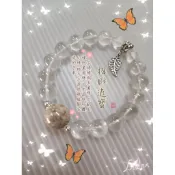 🌺主珠:15m珊瑚玉圓珠共1顆 🎀已配上11m綠阿塞圓珠共14顆 💎白水晶球型鑽切珠 🎡純手工透明線編製而成的手串📿
