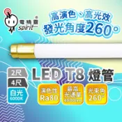 T8 LED 燈管 4 尺 40W｜高光效 免安定器｜高演色 LED 日光燈｜支架燈適用｜玻璃燈管｜現貨免運