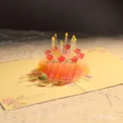 🎇免運特價✨生日水晶蛋糕賀卡3d韓國創意手工立體折疊卡片ins高檔代手寫字#免運