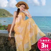 【梨卡】隔日到貨 女裝 洋裝 長裙 露背洋裝 海邊吊帶 沙灘連身裙 度假洋裝 韓版洋裝 百搭 C66539【現貨24H】