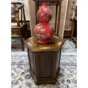 【香川家居】高雄展示廳 《六角 置物椅 》六角款 鑲貝雞翅木 高級垃圾桶 聚寶桶～掀蓋式 收納桶