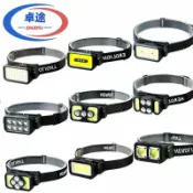 喜挖2店 多功能頭戴燈COB強光感應頭燈Type-C充電戶外紅光警示應急探照燈