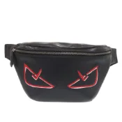 【DOKODEMO】Fendi Bugs Eye 7VA434 黑色皮革斜背包/腰包 黑色 1331 [二手] FENDI