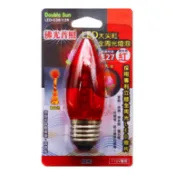Double Sun 雙日 LED-C36-12R LED大尖全周光燈泡 紅光 1入 E27 光明燈 神桌燈