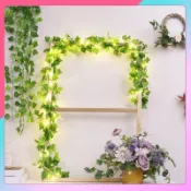 ⚡ 臺南出貨 ⚡人造常春藤葉 2 M 1 件人造植物藤絲花環用於家庭花園懸掛綠葉植物裝飾
